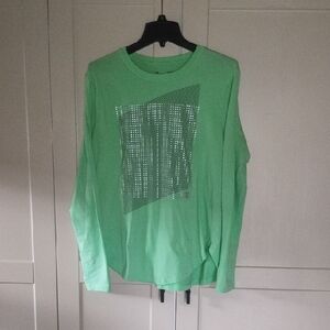 Under Armour Long Sleeve Tee in Bright Green with Metallic Graphic